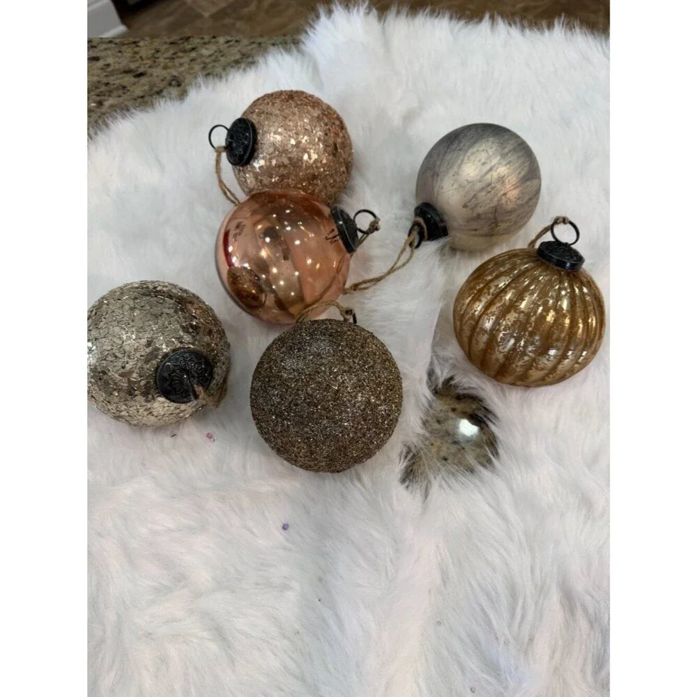Pottery Barn Rustic Glam Ornaments - Set of 6